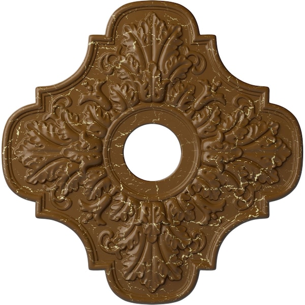Ekena Millwork Peralta Ceiling Medallion (Canopies up to 4 5/8"), 17 3/4"OD x 3 1/8"ID x 1"P, Smokey Topaz Crackle CM17PESTC - main